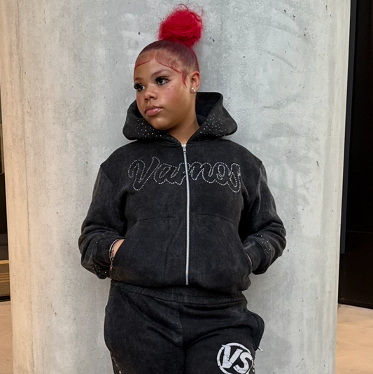 BLACK Rhinestone VS Hoodie