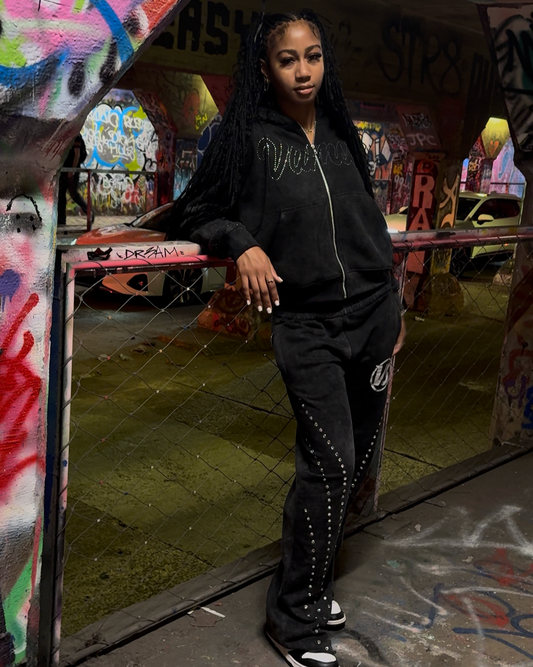'VS' Rhinestones Sweatsuit set